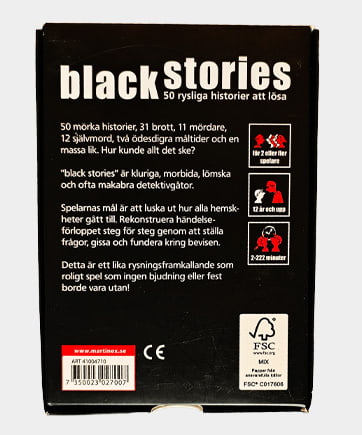 Black stories förpackning baksida